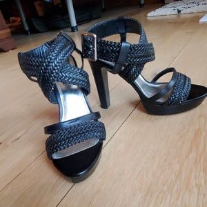 WHBM black leather heels